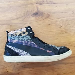 Puma Kicks High Top Leopard Print Stripe Shoes